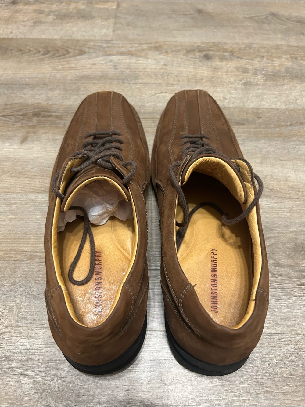 Johnston & Murphy Men’s Size 10.5 M Brown Suede Lace-Up Bicycle Toe Derbys Shoes - Picture 4 of 10
